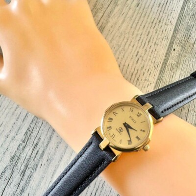 Gucci 3400L Watch Quartz 22mm Women's Gold Dial Swiss Made Round