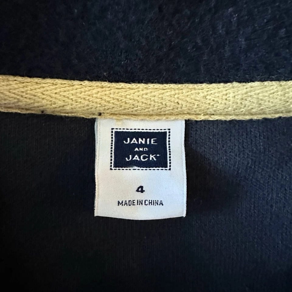 Janie and Jack 4 EMBROIDERED ZIP PULLOVER Dog Navy Stripe - Image 3 of 4