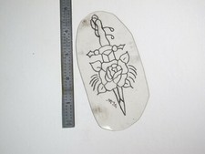 vtg 1960s 1970s Tattoo Flash acetate stencil Sword With Rose signed v3 KN3/4