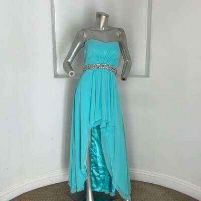 XSCAPE Strapless Beads Embellished Empire Waist Light Blue Hi/Low Dress Size 8 | eBay XSCAPE Strapless Beads Embellished Empire Waist Light Blue Hi/Low Dress Size 8 | eBay