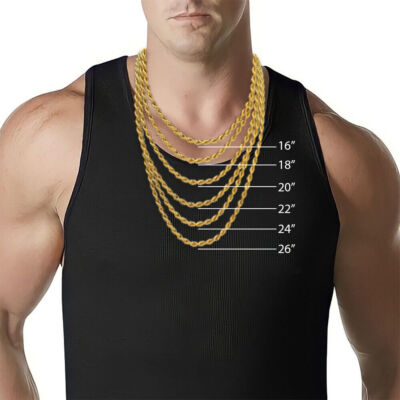 Twisted Rope Chain 6MM Necklace 16-26 inch Long 18ct Gold