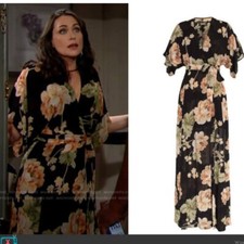 Reformation Winslow Dress Black Pink Green Short Sleeve Wrap Dress Semi Sheer XS