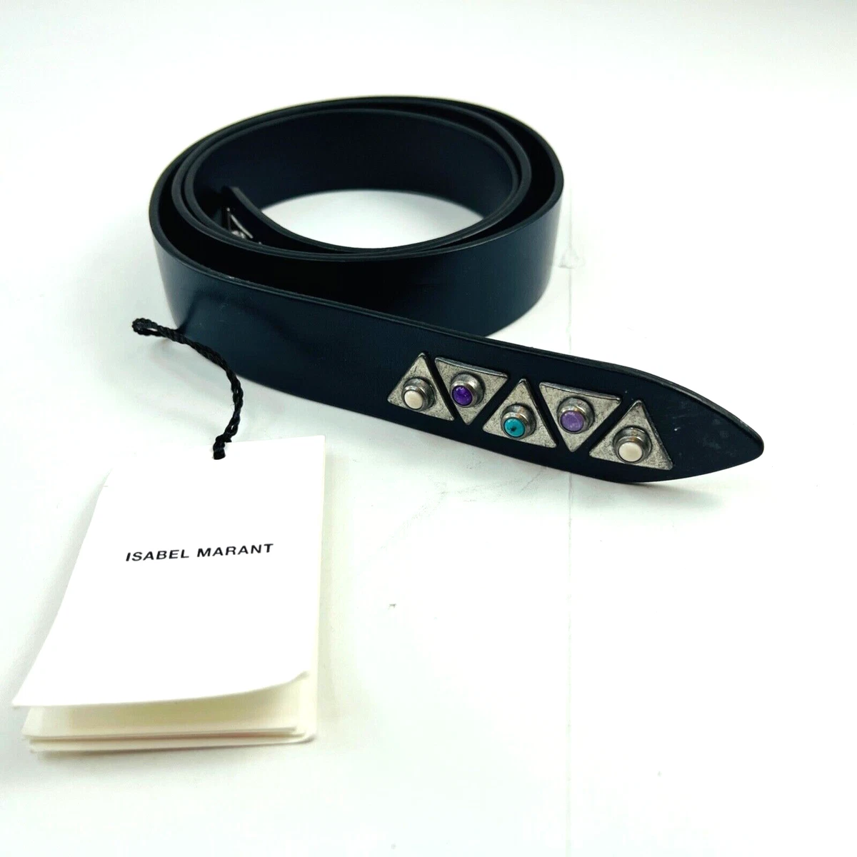 Isabel Marant Ceinture Lecce Navy Embelished Leather Wrap Belt