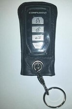 Supple Black Leather Remote Cover w Key-Ring for Compustar 2WG15R-FM Remote