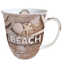 "Porzellan-Tasse\"Beach Wood\"Maritim Seestern Musche 0,4L Kaffee-Becher*Bone China"