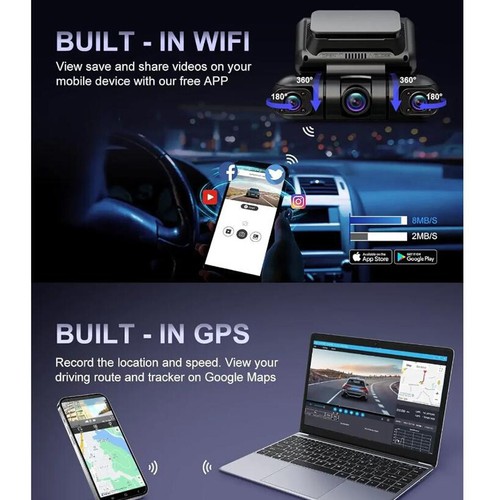 4 Channel Dash Cam 360°Panorama Car DVR HD 4*1080P Cameras WIFI GPS Night Vision - Picture 4 of 8
