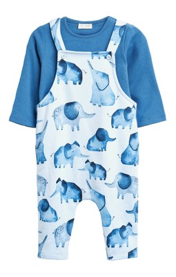 Next Baby Boys Dungarees Bodysuit Set Age 3 6 9 Months Elephant Outfit New Ebay