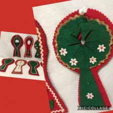 Vtg Christmas Handmade BUCILLA  Felt Sequins LOT 7 Door Knob Hangers