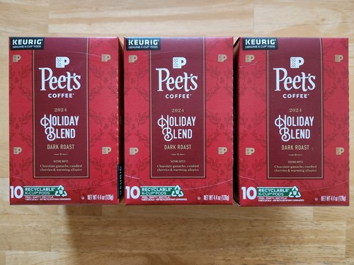 Peet's Coffee 2024 Holiday Blend Dark Roast Lot Of 30 K-Cups Peets Exp 8/21/2025