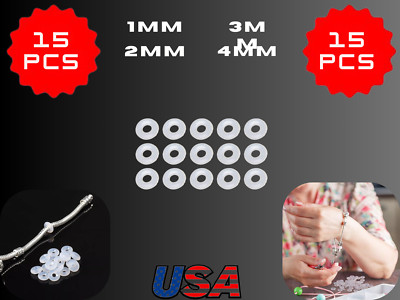 15 PCS Rubber Spacer Beads Rings for Bracelet Fit 1mm 2mm 3mm 4mm Bands