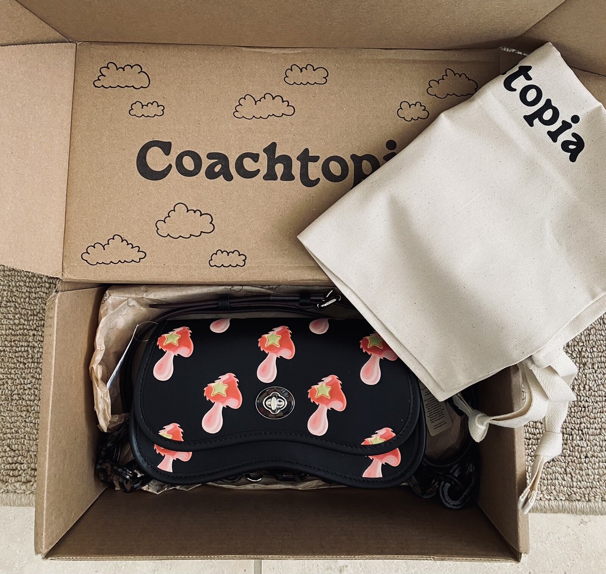 NWT COACH COACHTOPIA MUSHROOM PRINT WAVY DINKY CL760 | eBay