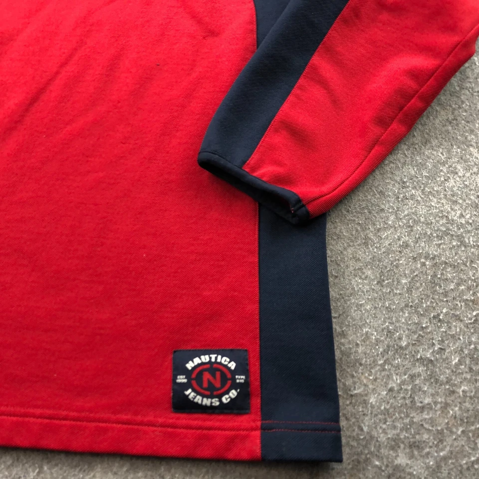 Suéter Nautica Vintage Niños Grande Rojo 1/4 Cremallera Tejido Pullover Juvenil Foto 3 de 4