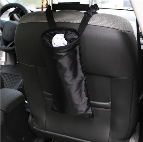 Black Car Bin Seat Back Litter Trash  Garbage Hang Bag Holder Container Storage