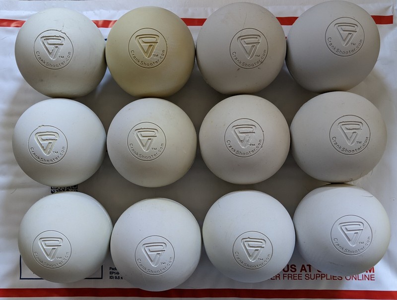 12 white Crankshooter Lacrosse balls used varying condition NCAA NOCSAE NFHS