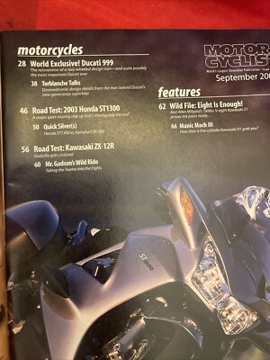 September 2002 Motor Cyclist Magazine Yamaha Kawasaki Honda Suzuki