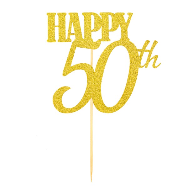 Torten Kuchen Topper Aufsatz Happy 50Th Geburtstag - Gold - JubliäUm Deko-image