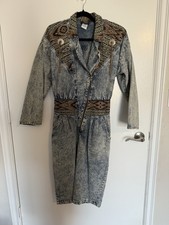 PG Collections - VTG Jumpsuit Skirt Acid Wash Denim Size 10