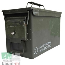 Original Bundeswehr Munitionskiste US Stahl Box Cal 50 + Schloss-Nachrüstsatz