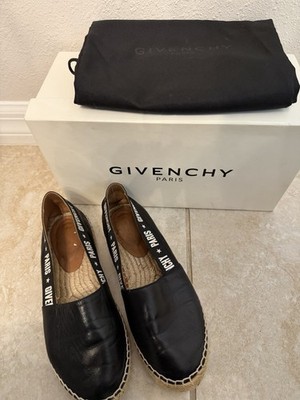 New Authentic  Givenchy Paris Black Leather Espadrilles sz 37