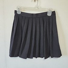 Hug Sunshine Pleated Mini Skirt Youth Large Black Schoolgirl Sailor Style Zip