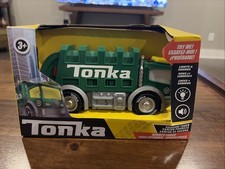 Tonka Mighty Force Green Garbage Truck w/ Realistic Lights  Sounds Lighted Cab