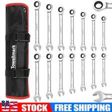 14-Piece Fixed Head Ratcheting Wrench Set Metric 6-19mm Wrench Set w/Storage Bag