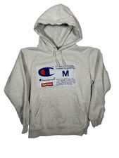 Supreme x Champion Label Hoodie Sweatshirt Men Size Medium Light Gray Streetwear