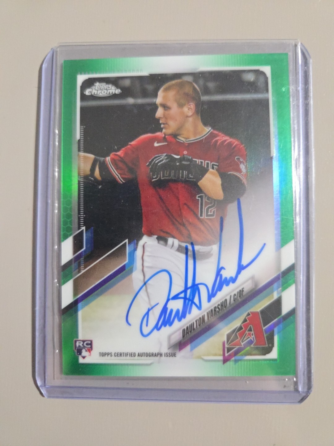 2021 Topps Chrome Daulton Varsho Rookie Auto Green Refractor /99! Arizona RC