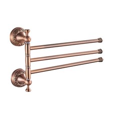 Red Copper Bath Folding Towel Holder, Wall Mounted Towel Rack Bathroom Hardwa...