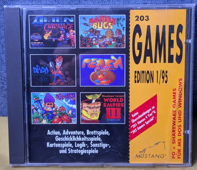 Vintage 203 Games Edition 1/95 Mustang CD MS-DOS Windows Retro PC Shareware Disc