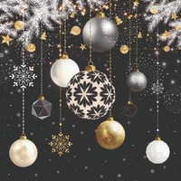 Weihnachten Servietten 25X25 Cm 3-Lagig 20 StüCk Christmas Baubles Black FSC Mix
