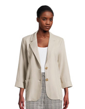 Time & Tru Women’s Line Blazer – Large 12-14, Papyrus Beige