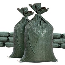 Sandbags Green Built In Ties 14x26" UV Resistant Polypropylene 100 Ct FREE SHIP