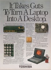 Toshiba T3200 Laptop Vintage Computer Ad 1980s IBM PC Era Print