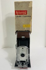 VTG Polaroid Land Camera Model 95B Speedliner Mid-Century Silver Brown Leather