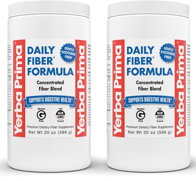 Yerba Prima Daily Fiber Powder 20oz Pack of 2 Unflavored Colon Cleanse