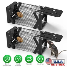 2Pcs Rat Traps Humane Live Mouse Cage Home Yard Reusable Voles Mice Trap Cage US