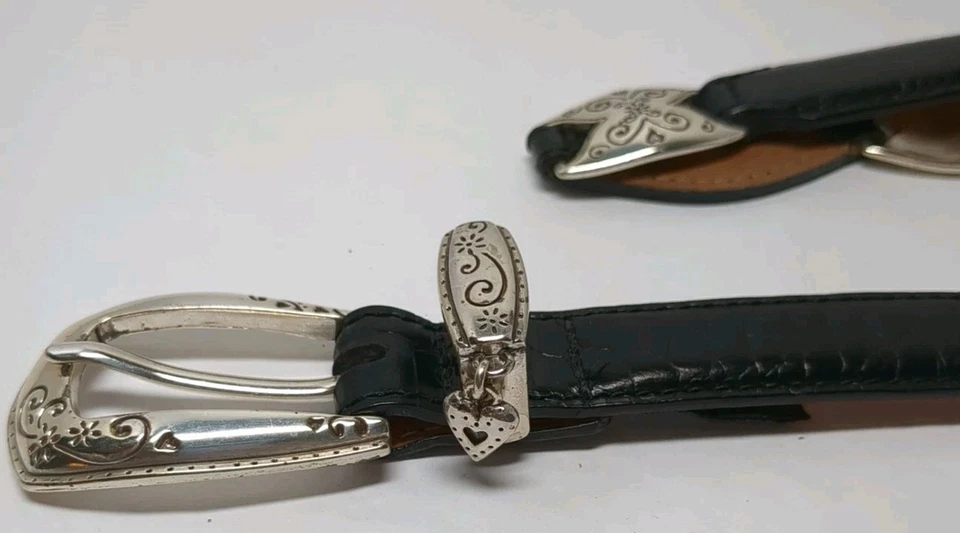 Cinturón Brighton Mujer B30403 Conexión Cuelga Corazones Negro Plata Talla Grande 34 Foto 2 de 4