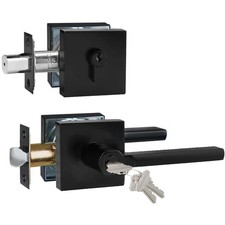 Keyed Entry Door Handle with Single Cylinder Deadbolt Combo, Keyed Alike Same...