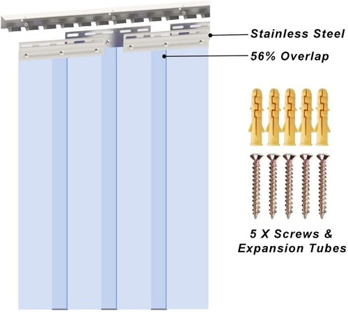Standard Clear PVC Strip Curtain - 6PCS, 84"x36", All Season - Picture 5 of 9