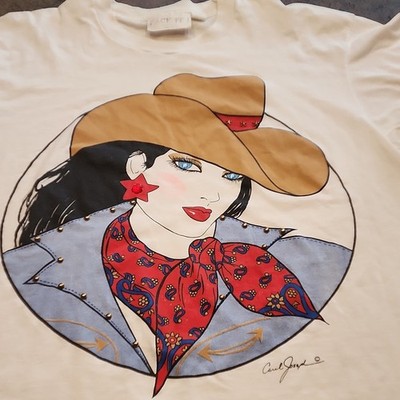 FACE IT! Cowgirl Graphic Studded Women's White Cotton T-Shirt Short Sleeve