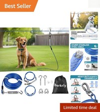 Heavy Duty 200FT Dog Runner with 10FT Tie Out Cable for Large Dogs