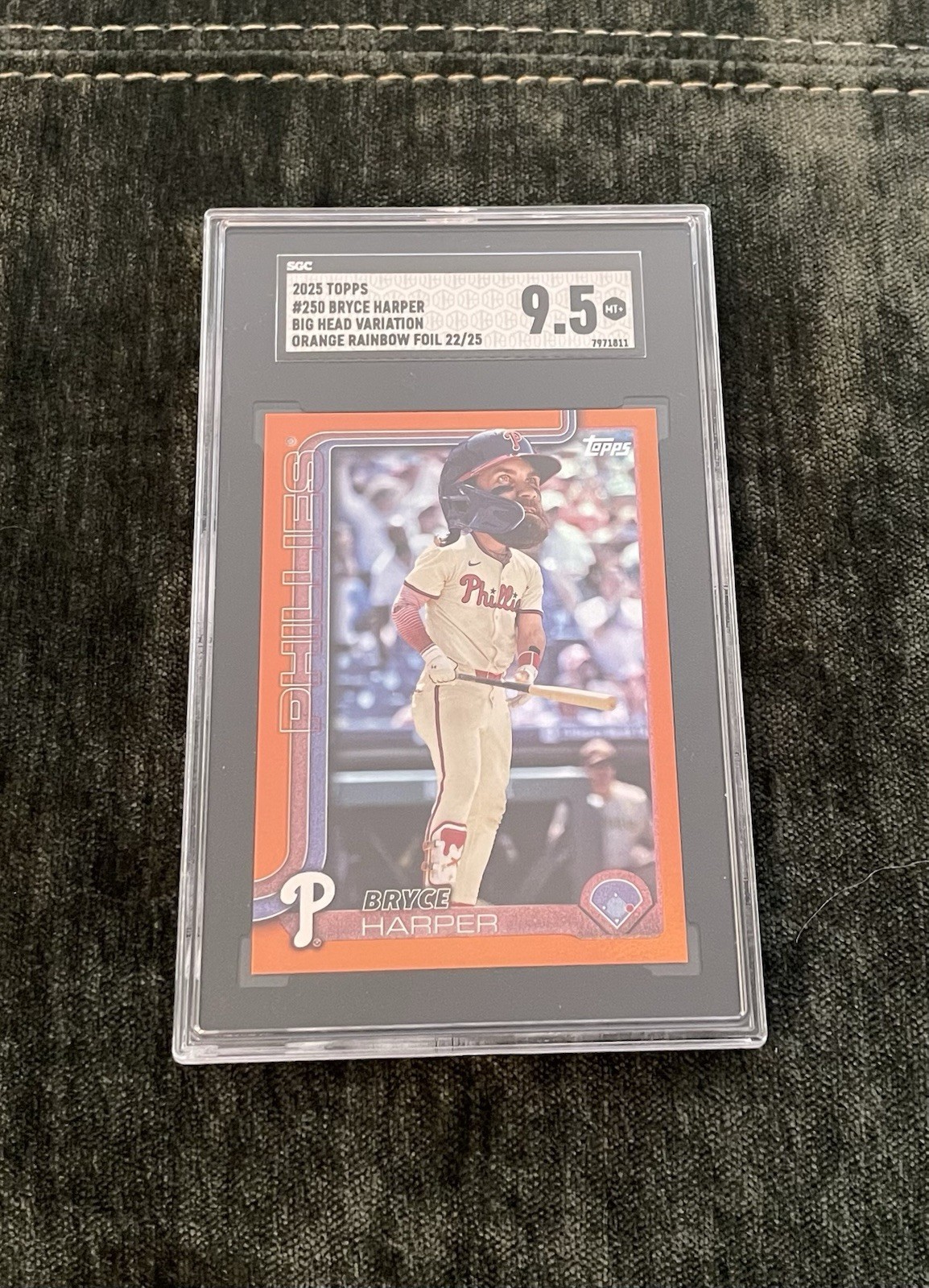 Topps 2025 Series 1 Bryce Harper #250 Phillies Big Head Orange Foil 22/25