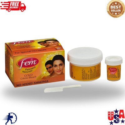 Dabur Fem Creme Bleach GOLD Fairness Cream 2 x 64Gm=128g pack of 2