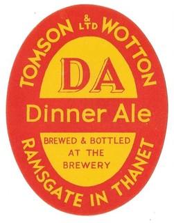 Beer Label: Tomson & Wotton Ramsgate DA Dinner Ale 90mm tall
