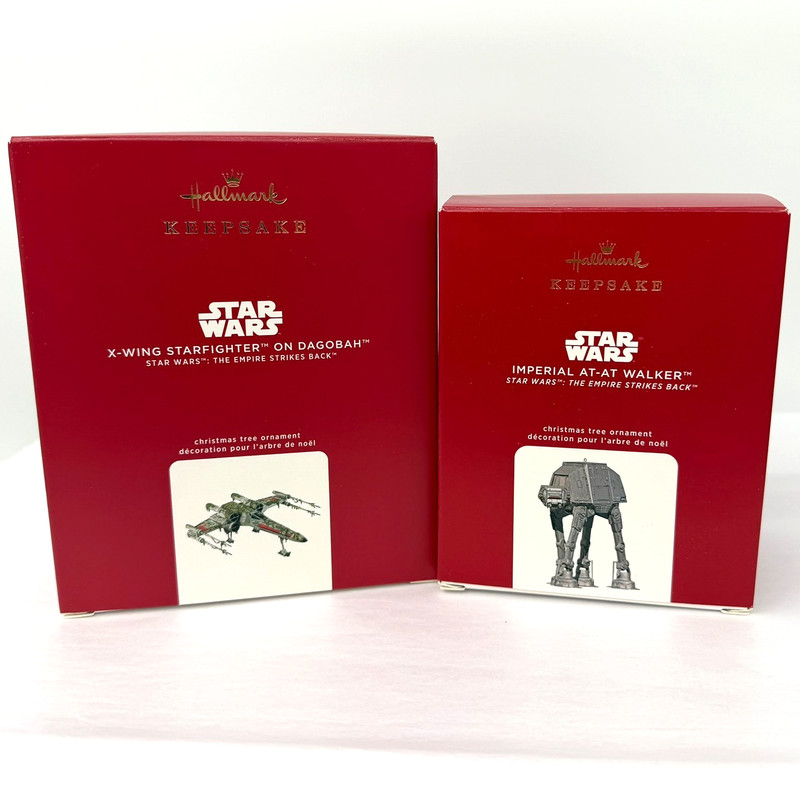 (NEW) 2020 Hallmark Keepsake Ornaments - Star Wars AT-AT Walker & X-Wing Fighter