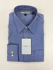 New Tommy Hilfiger Men's Blue Striped Cotton Dress Shirt 15.5 34/35 NWT