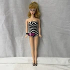 Mattel Vintage Reproduction Ponytail Barbie Doll Holes Feet Zebra Swimsuit