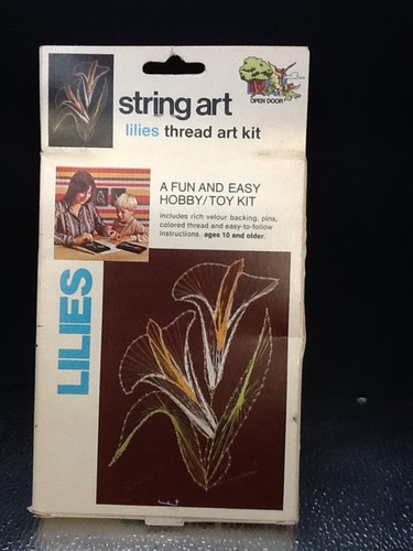 Vintage 1978 Open Door String Art Kit TC1727 Lilies Retro Fun Decor