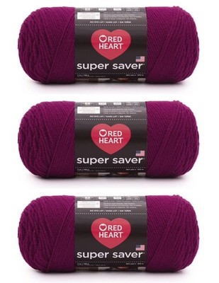 Red Heart Super Saver Mulberry Yarn - 3 Pack of 7oz/198g - 3 Pack, 